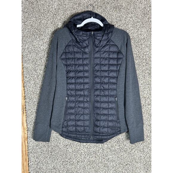 The North Face Womens ThermoBall Hybrid Hooded Black Gray Jacket Size Large Coat - Picture 4 of 10